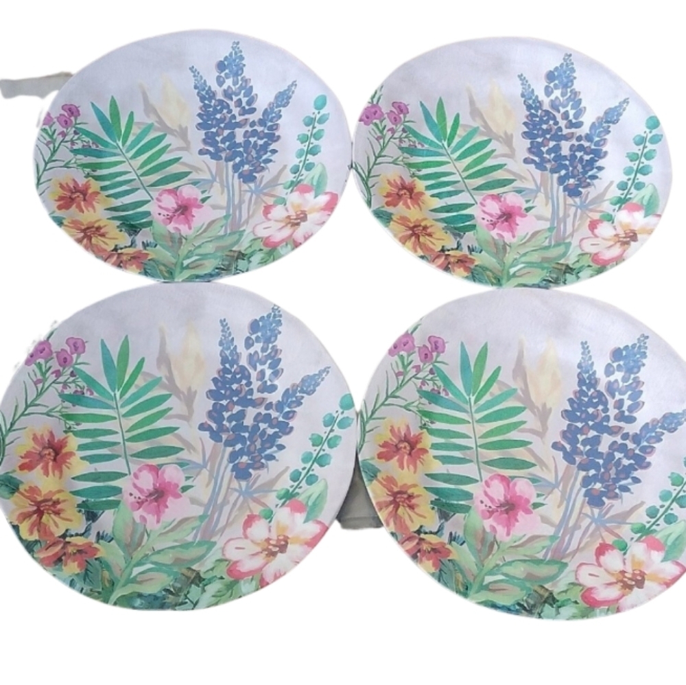 Fig & Fern Floral Melamine Dinner Plates, set of 4